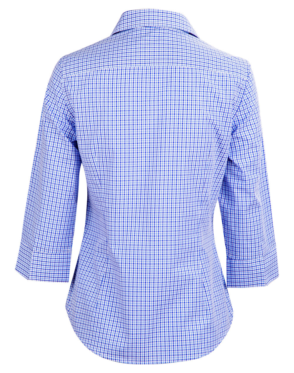 Ladies Two Tone Gingham 3/4 Sleeve Shirt - M8320Q