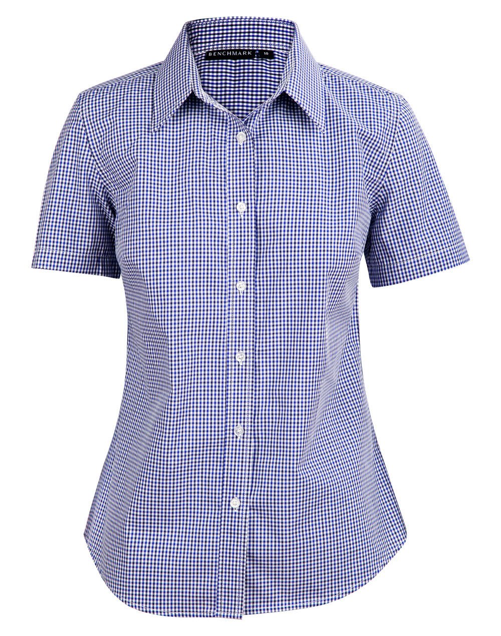 Ladies Two Tone Gingham Short Sleeve Shirt - M8320S