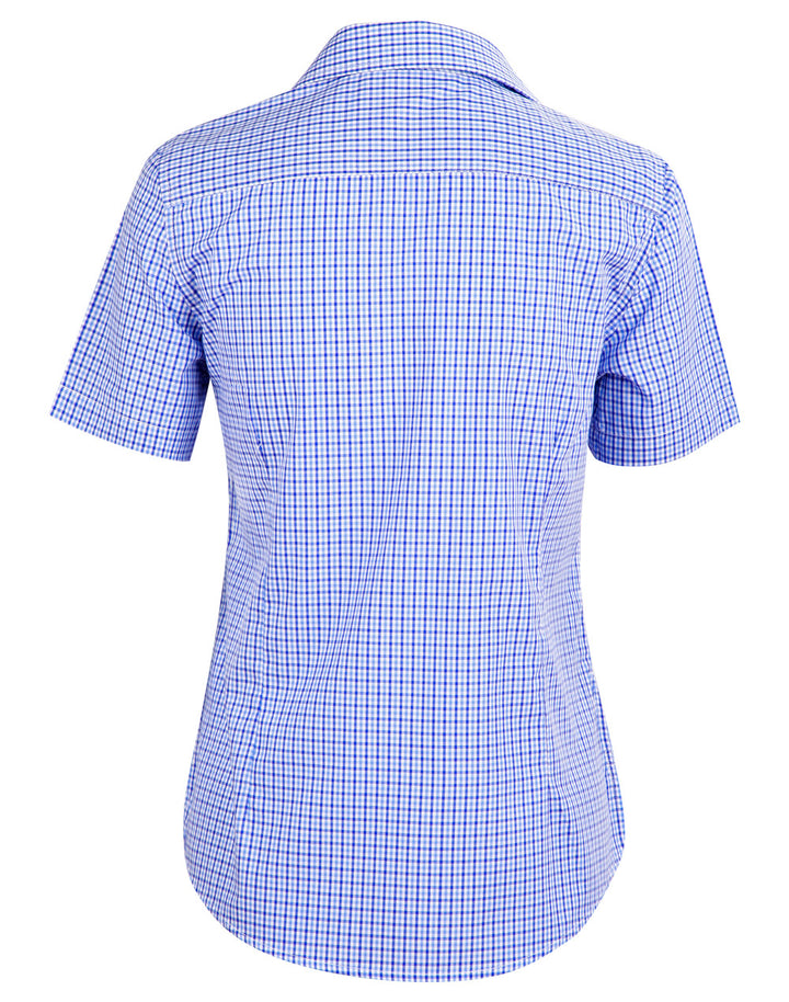 Ladies Two Tone Gingham Short Sleeve Shirt - M8320S