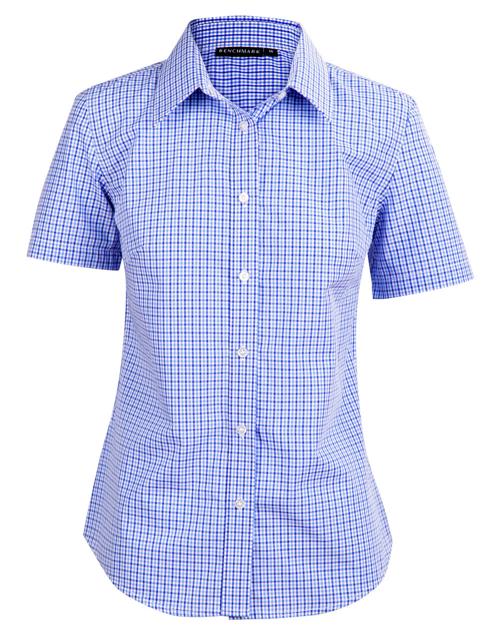 Ladies Two Tone Gingham Short Sleeve Shirt - M8320S