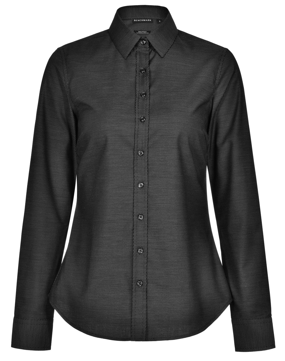 Ladies Dot Jacquard Stretch Long Sleeve Ascot Shirt - M8400L