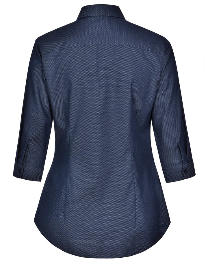 Ladies Dot Jacquard Stretch 3/4 Sleeve Ascot Shirt - M8400Q
