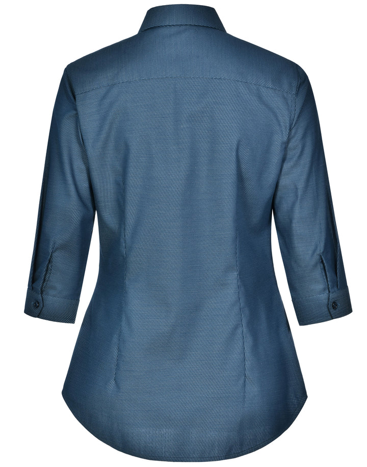Ladies Dot Jacquard Stretch 3/4 Sleeve Ascot Shirt - M8400Q