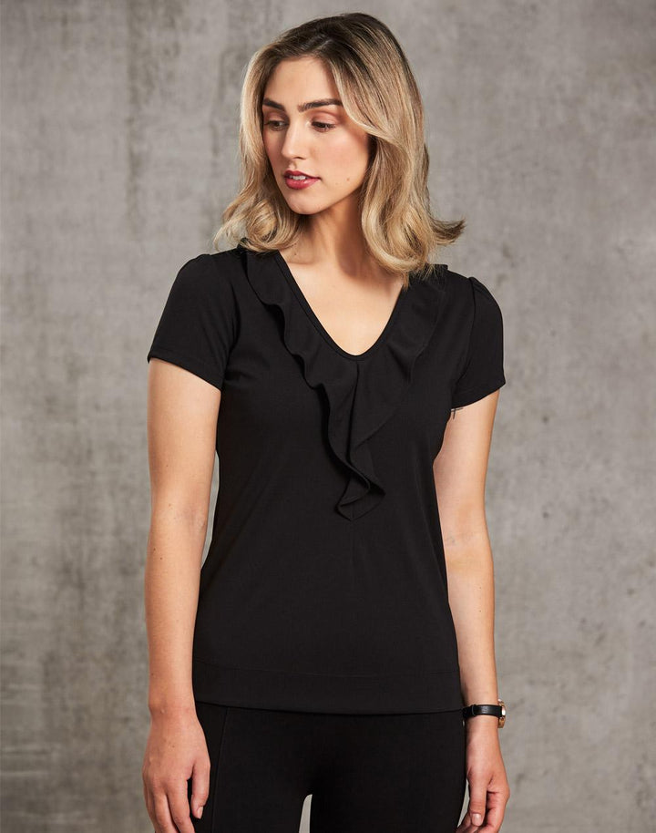 Ladies  Ruffle Front Blouse - M8820