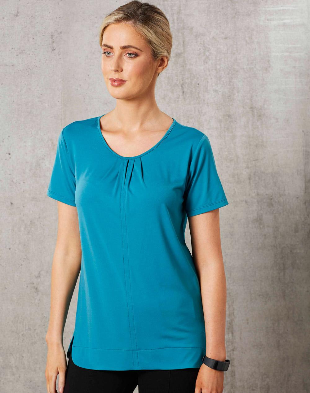 Ladies Julia Stretch Short Sleeve Knit Top - M8850