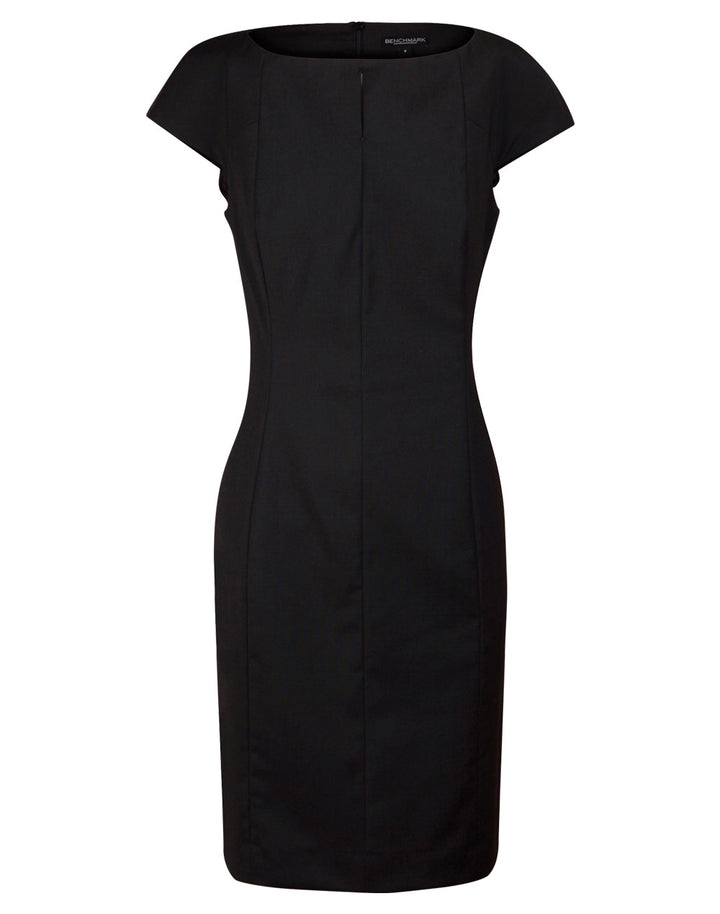 Ladies Wool Blend Stretch Cap Sleeve Dress - M9281