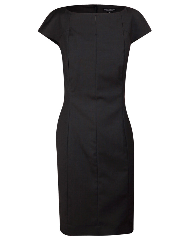 Ladies Wool Blend Stretch Cap Sleeve Dress - M9281