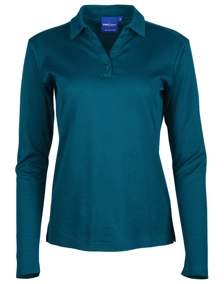 Ladies Cotton Back TrueDry Long Sleeve Polo - PS36B