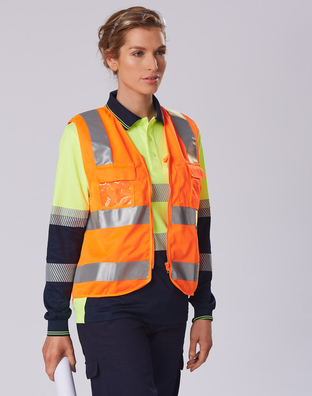 Hi-Vis Safety Vest w/ Pockets and Tape - SW42