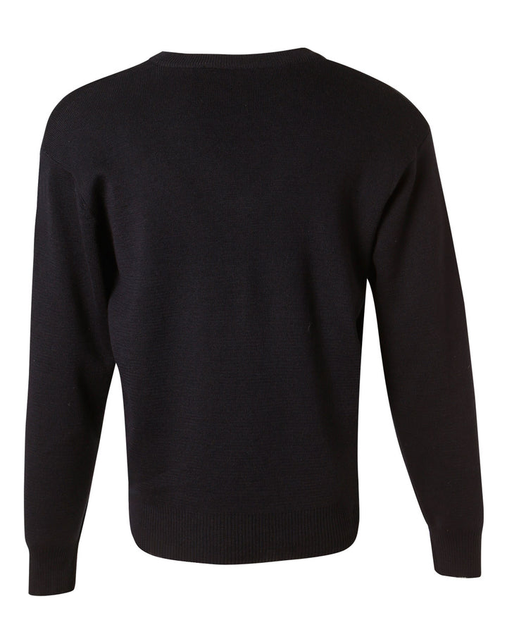 Unisex V-Neck Wool/Acrylic Knit Long Sleeves Jumper - WJ01