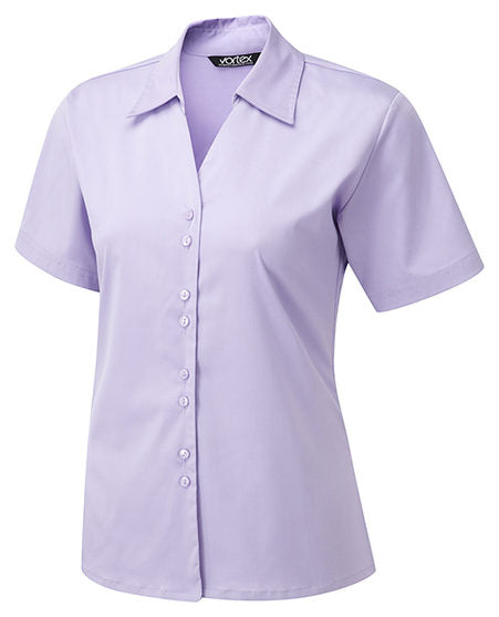 Freya Double Button Stretch Blouse Short Sleeve