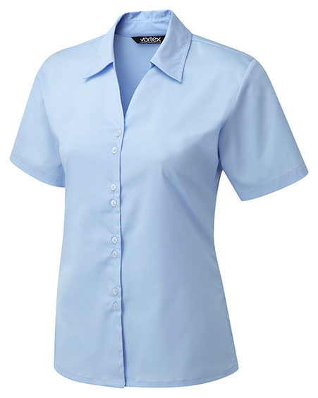 Freya Double Button Stretch Blouse Short Sleeve