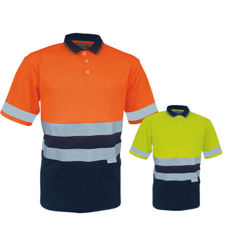 Hi Vis Short Sleeve Polyface/Cotton Back Polo with Reflective Tape SP1249