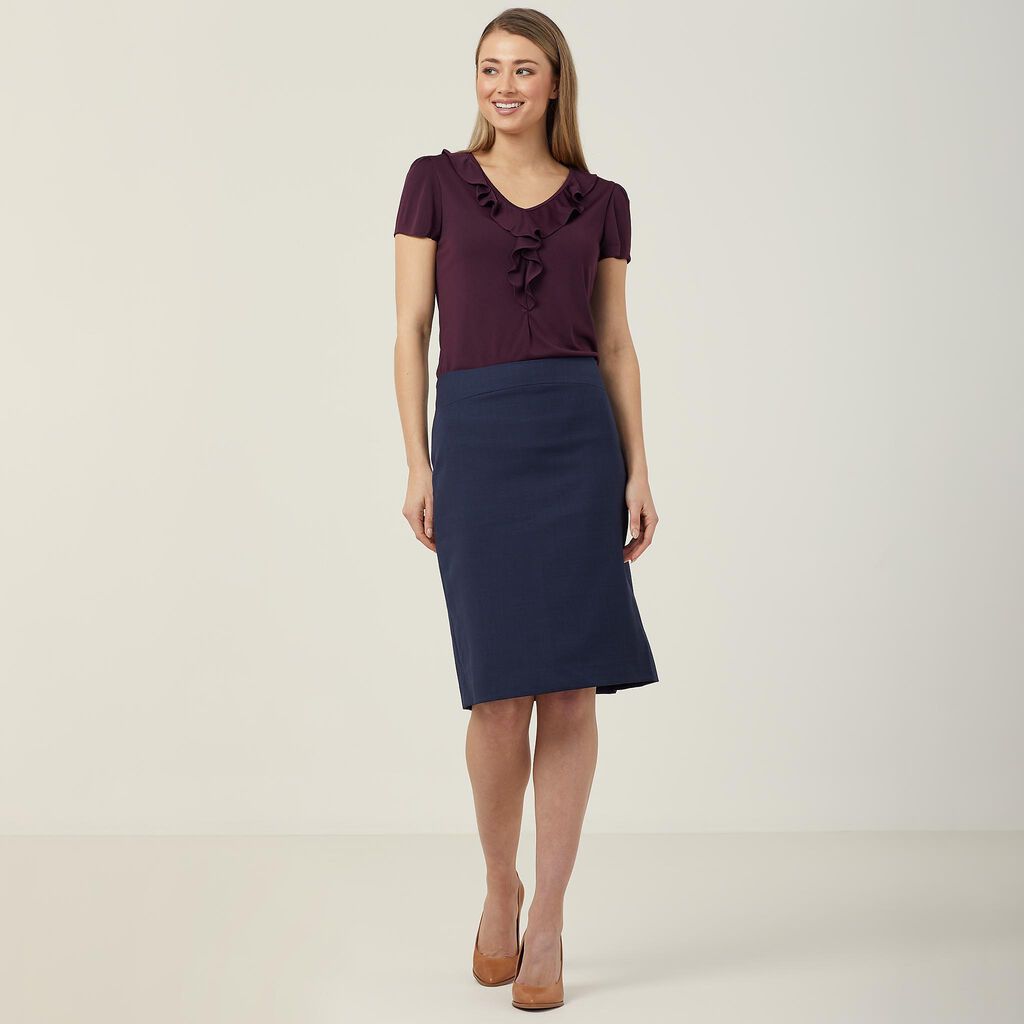 Ladies Sharkskin Detail Pencil Skirt - BLN  - CAT2L3