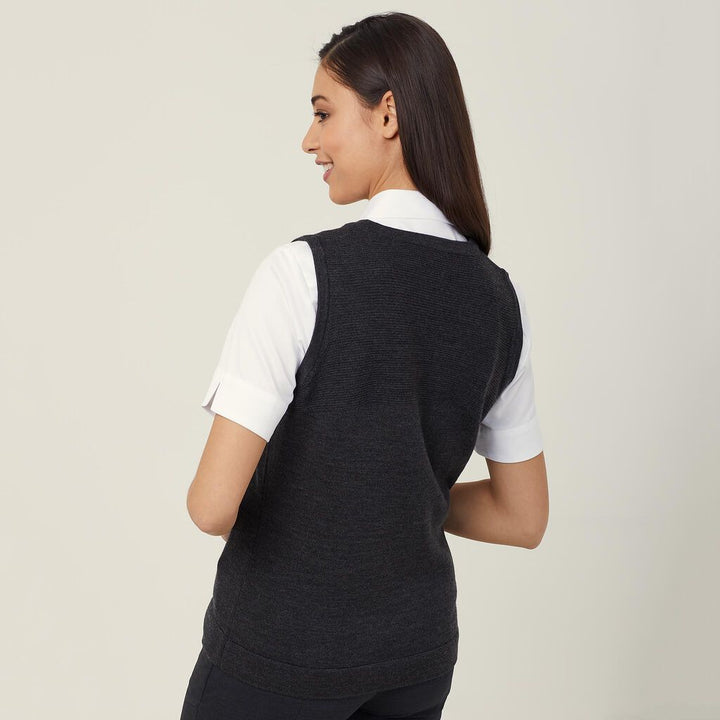 Ladies Australian Merino Wool Textured Panel Vest - CAT5AR