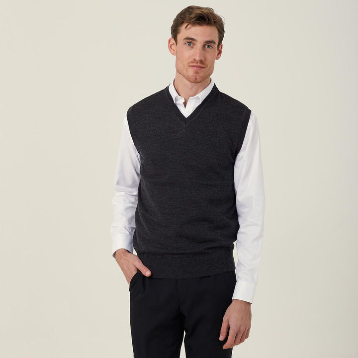 Men's Australian Merino Wool V-Neck Vest - CATE2A