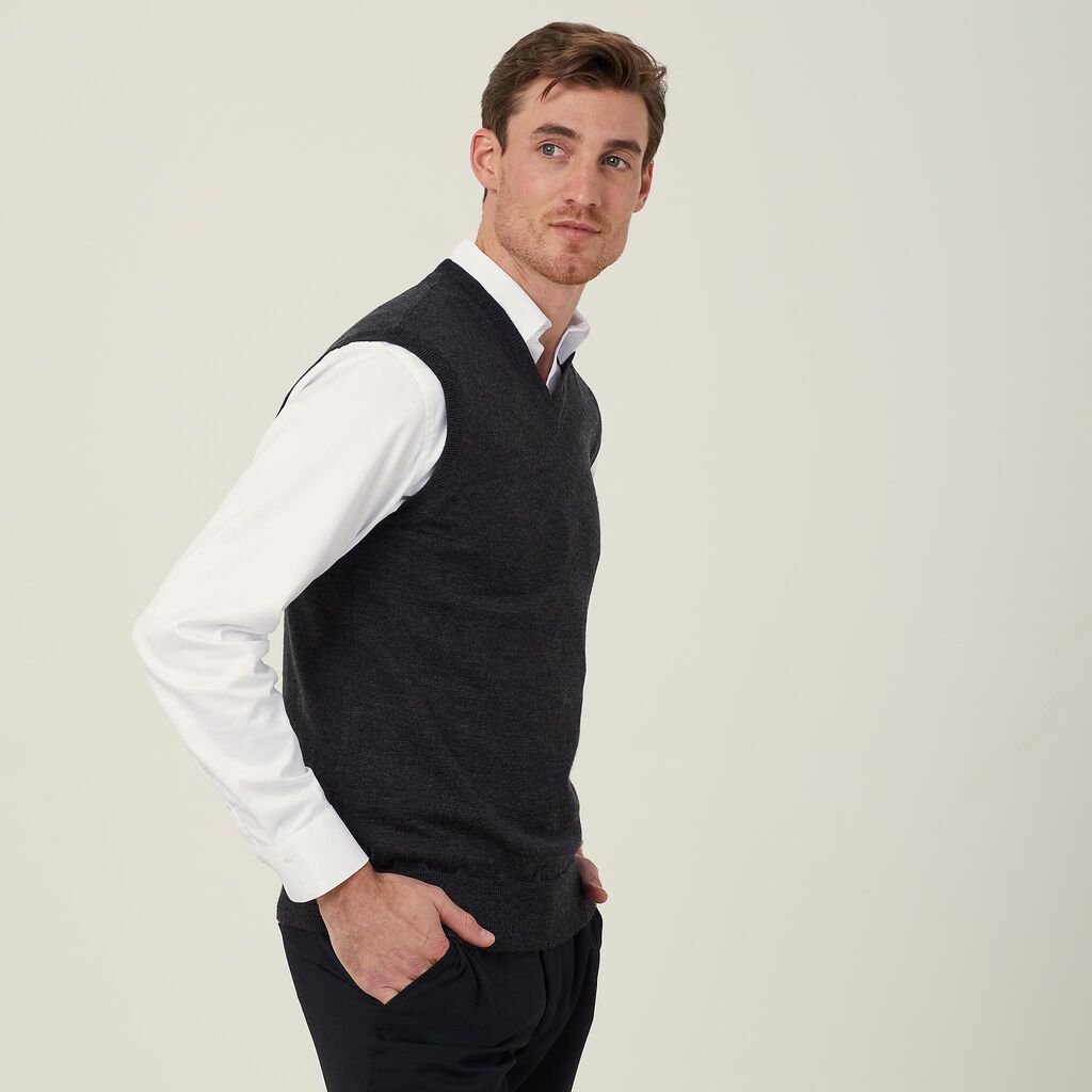 Men's Australian Merino Wool V-Neck Vest - CATE2A