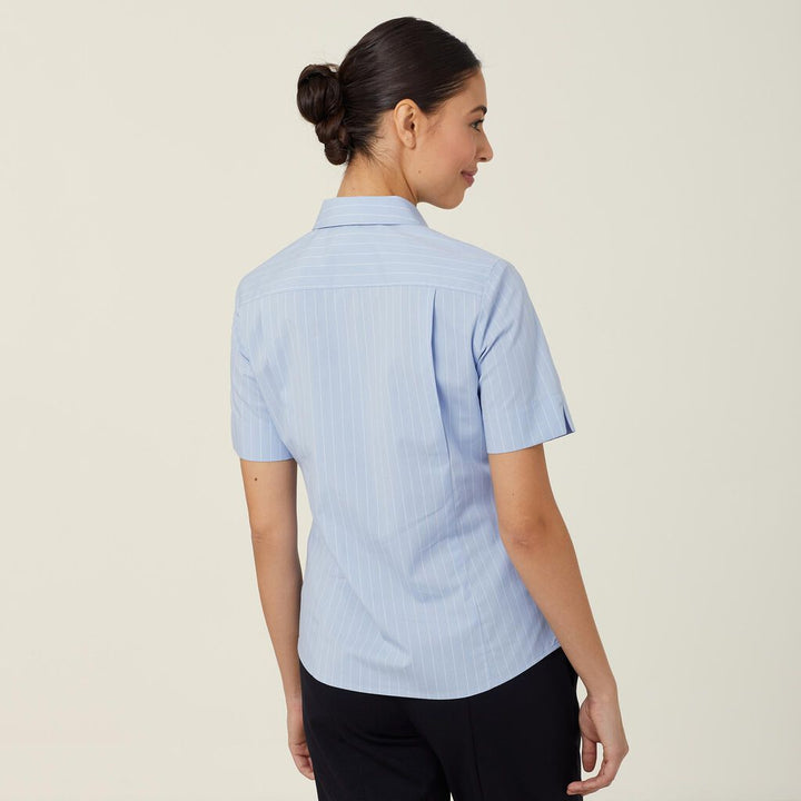 Ladies Avignon Stretch Poplin Pinstripe Short Sleeve Shirt - CATUK6