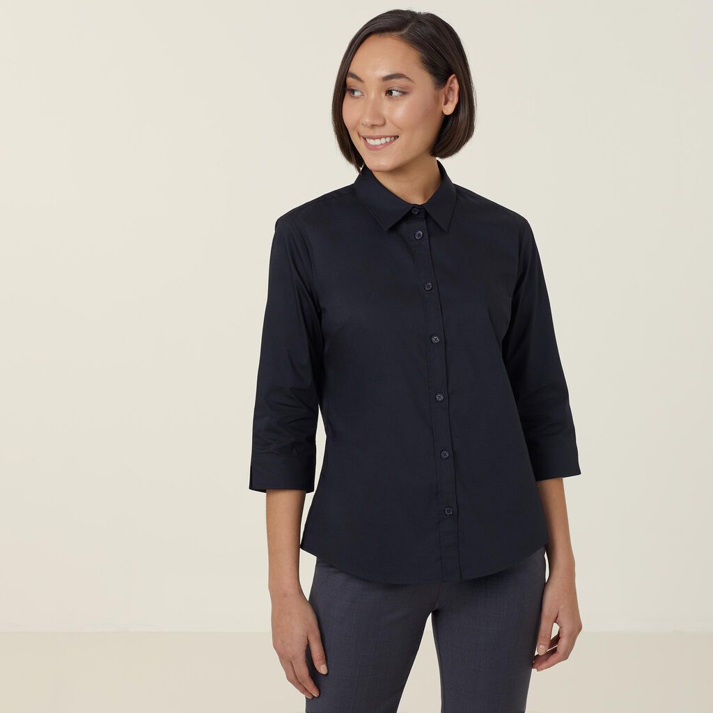 Ladies Avignon Stretch Poplin 3/4 Sleeve Shirt - CATUKY