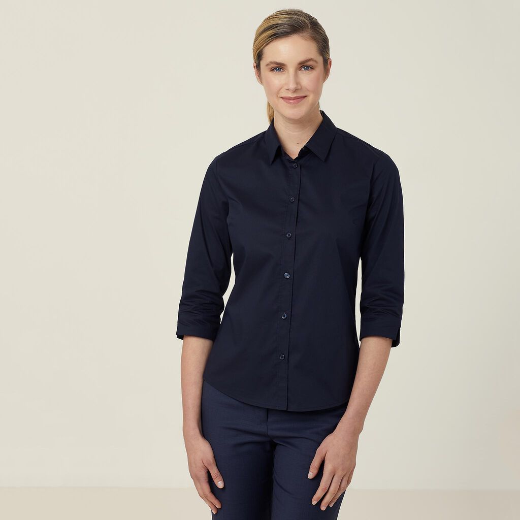 Ladies Avignon Stretch Poplin 3/4 Sleeve Shirt - CATUKY