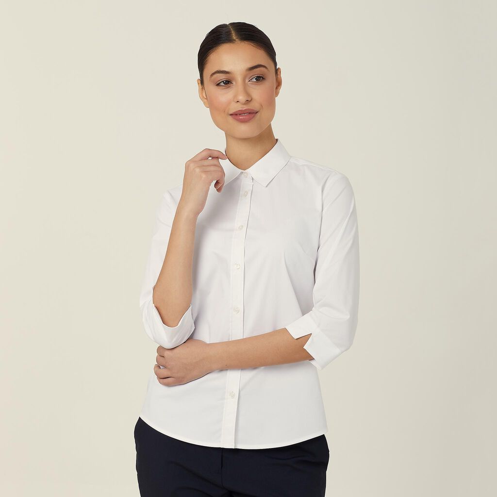 Ladies Avignon Stretch Poplin 3/4 Sleeve Shirt - CATUKY