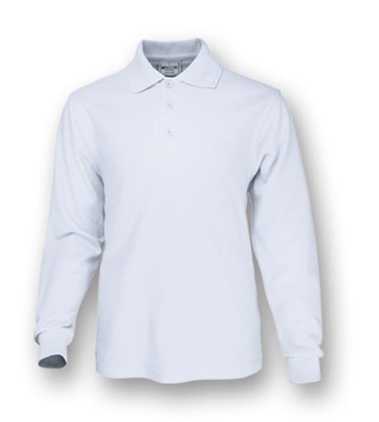 Men’s Cotton Back Long Sleeve Polo Shirt P1604 with BA Embroidered Logo