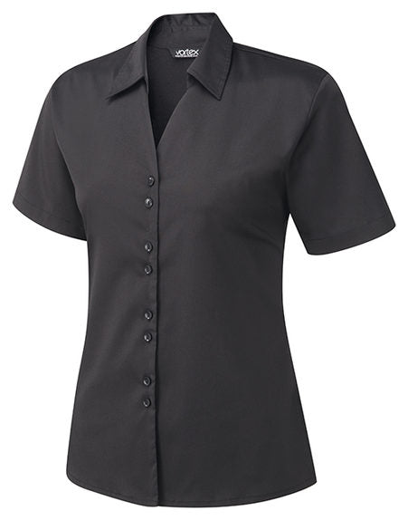 Freya Double Button Stretch Blouse Short Sleeve